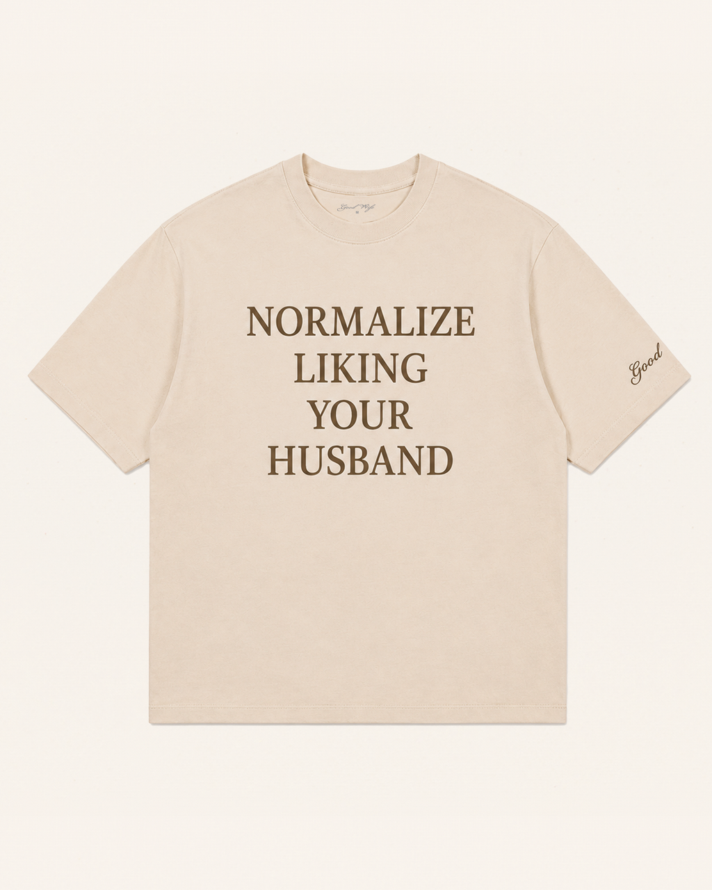 Normalize Liking Your Husband Oversized Tee - Latte