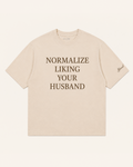 Normalize Liking Your Husband Oversized Tee - Latte