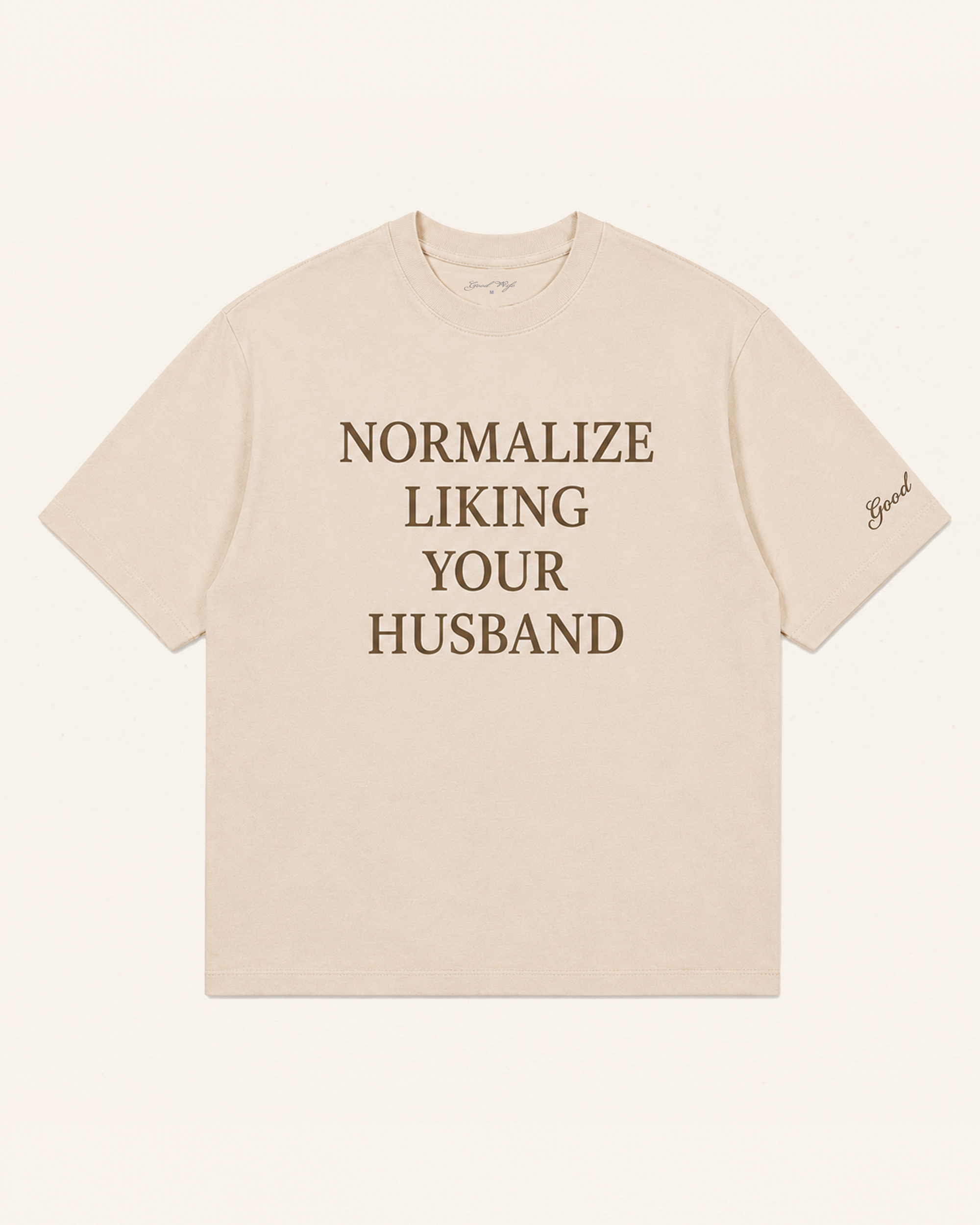 Normalize Liking Your Husband Oversized Tee - Latte
