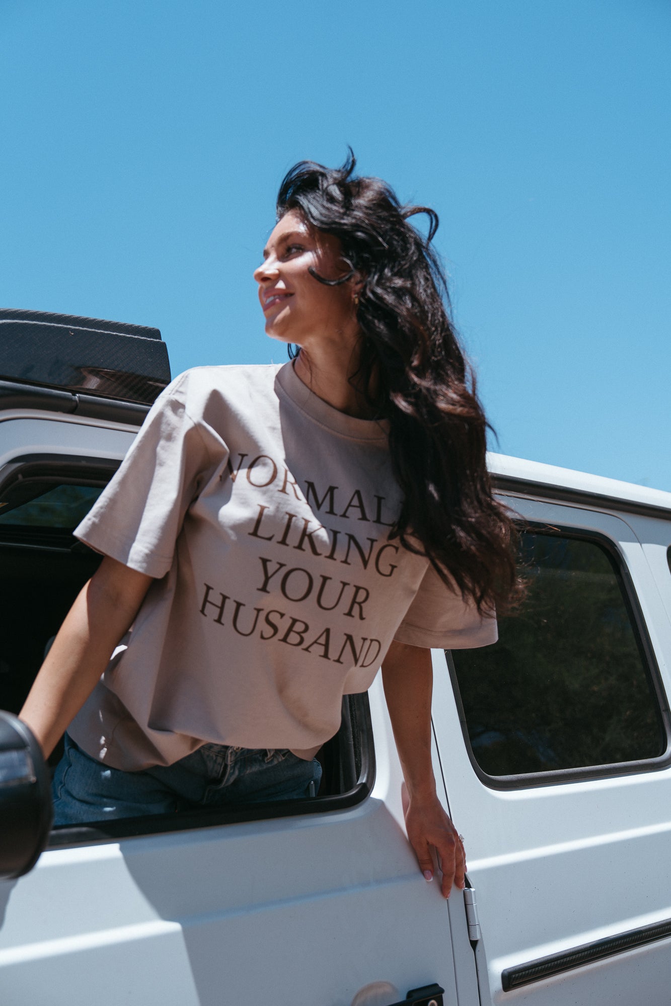 Normalize Liking Your Husband Oversized Tee - Latte
