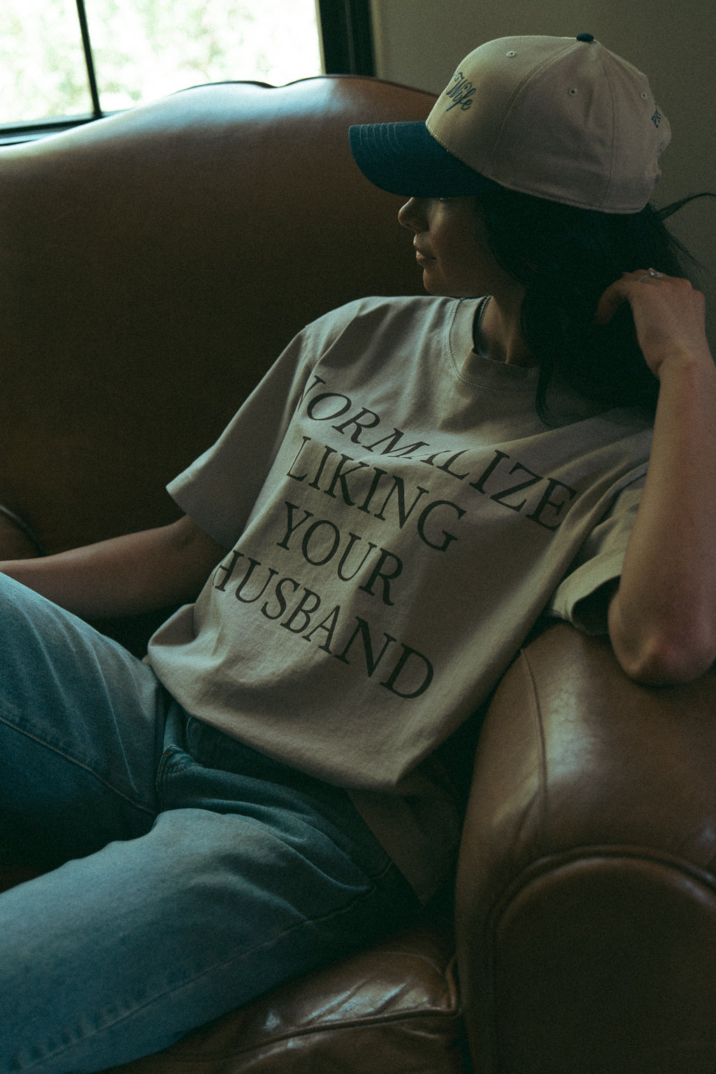 Normalize Liking Your Husband Oversized Tee - Latte