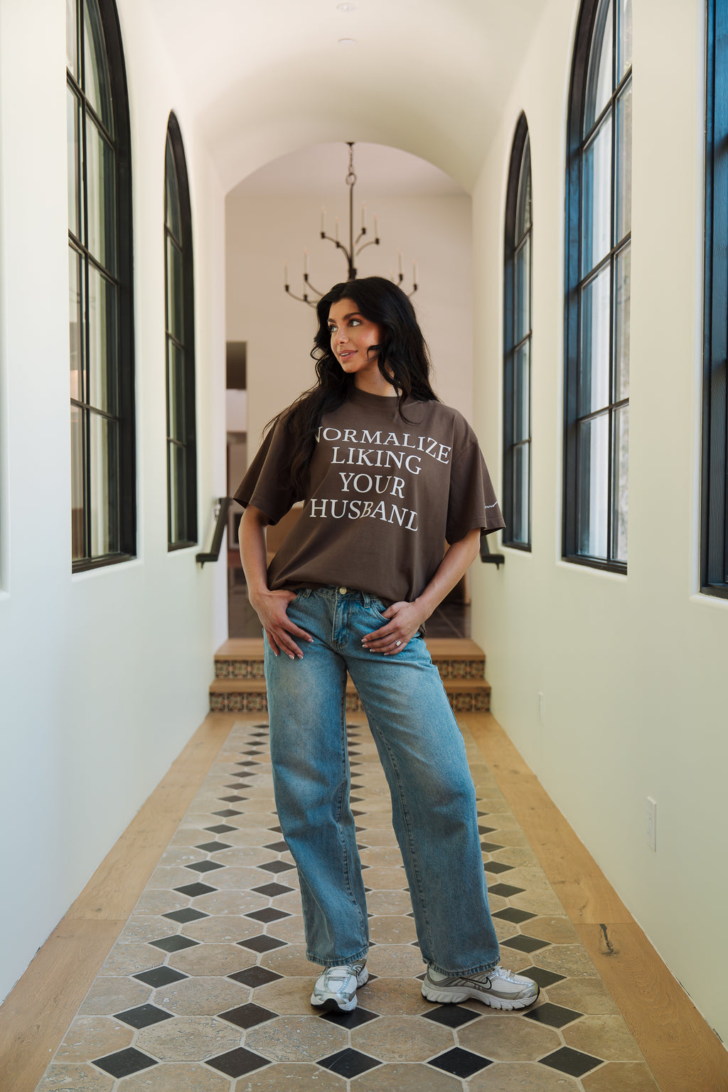 Normalize Liking Your Husband Oversized Tee - Chocolate