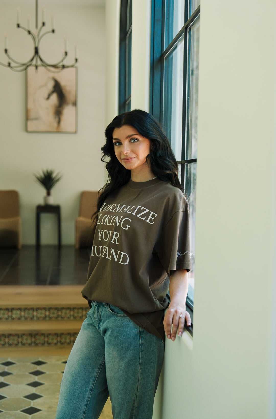 Normalize Liking Your Husband Oversized Tee - Chocolate